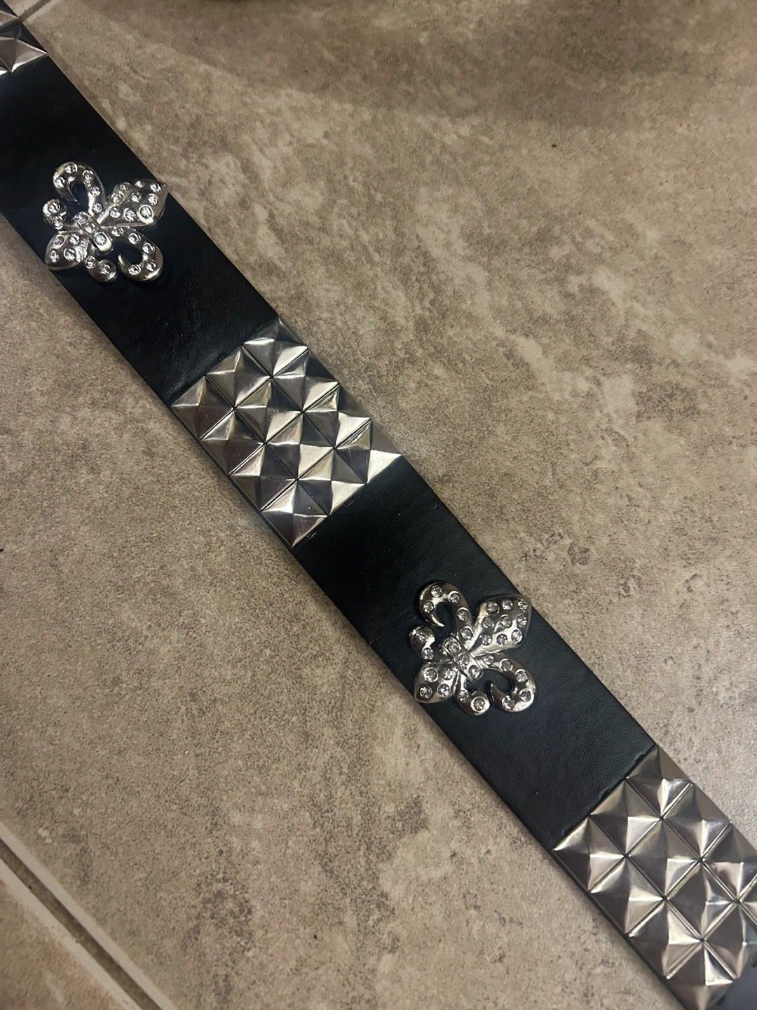 CHROME HEARTS RHINESTONE STUDDED BLACK BELTS