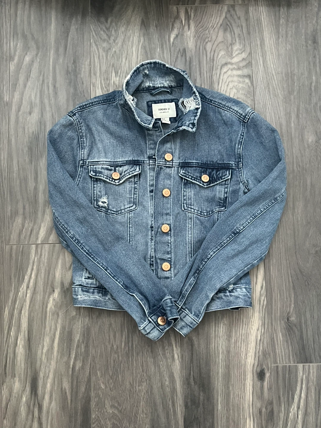 Blue Cotton Jean Jacket w/ Bronze Buttons | Women - photo 4