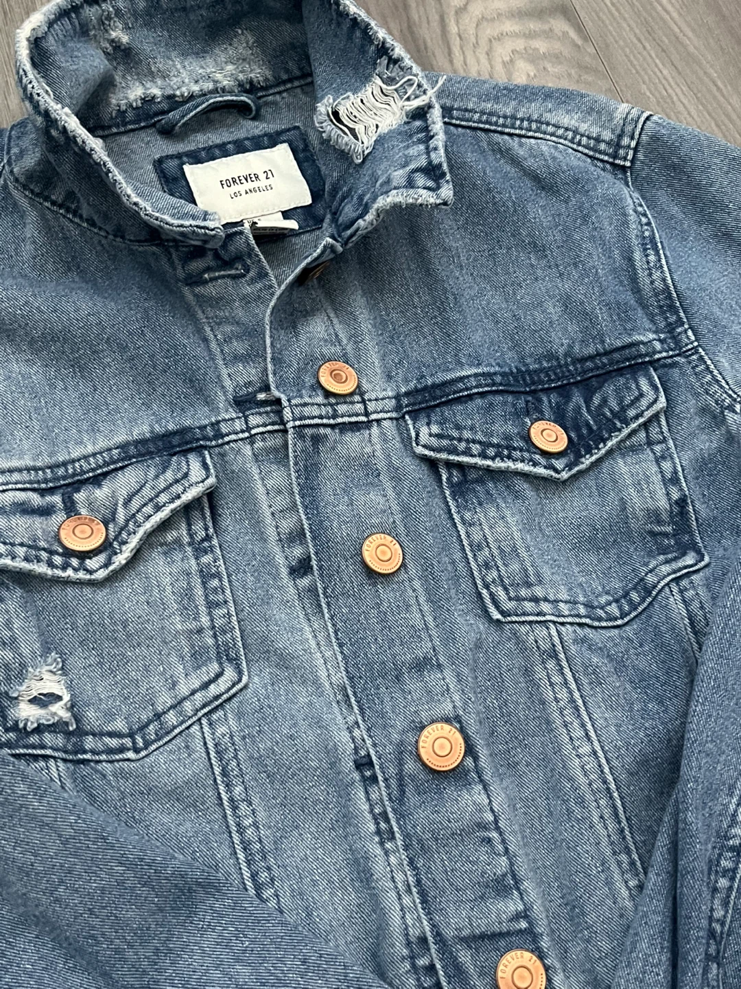 Blue Cotton Jean Jacket w/ Bronze Buttons | Women - photo 2
