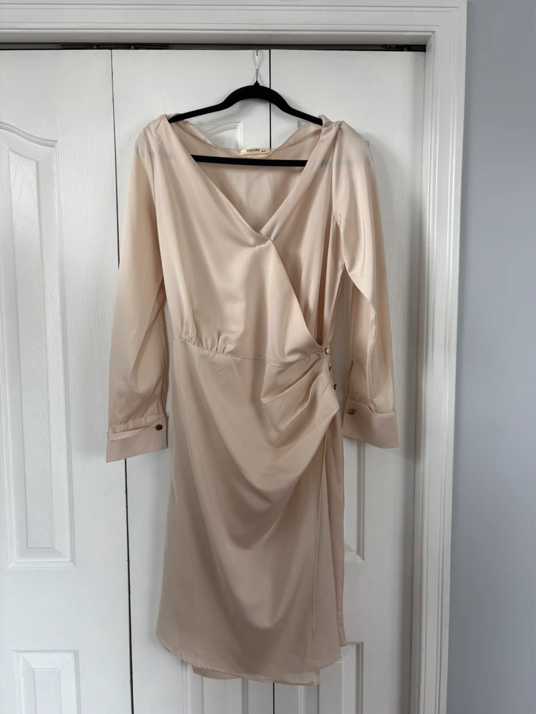 Zapelle Faux Wrap Dress - Champagne - Size M (10)