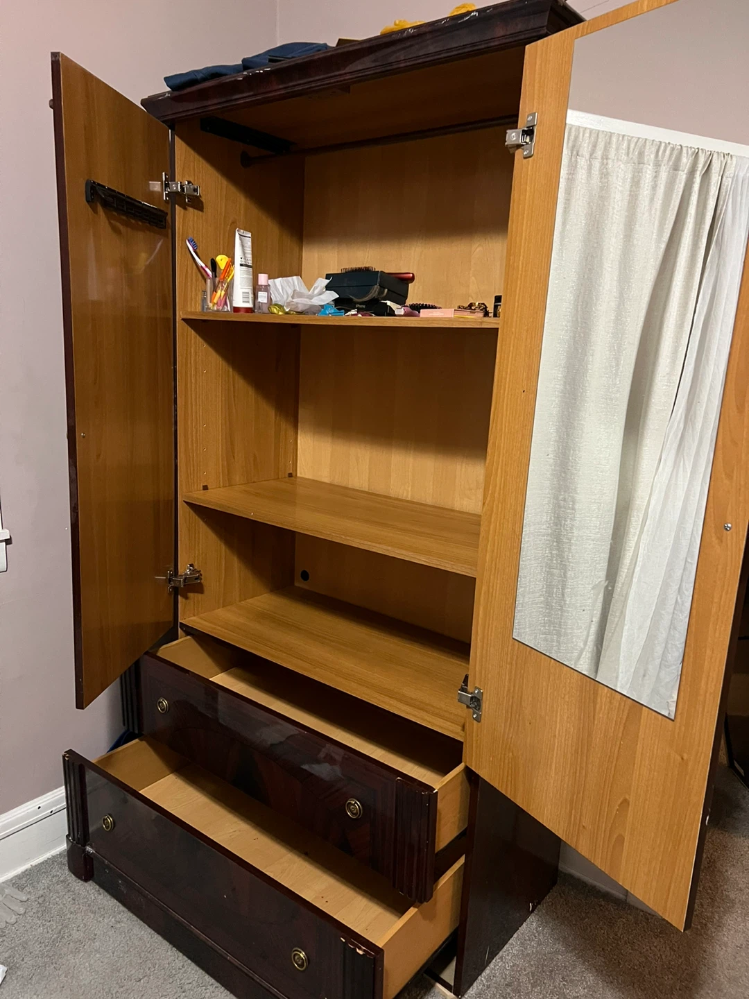 Dark Wood Armoire with Drawers - photo 2