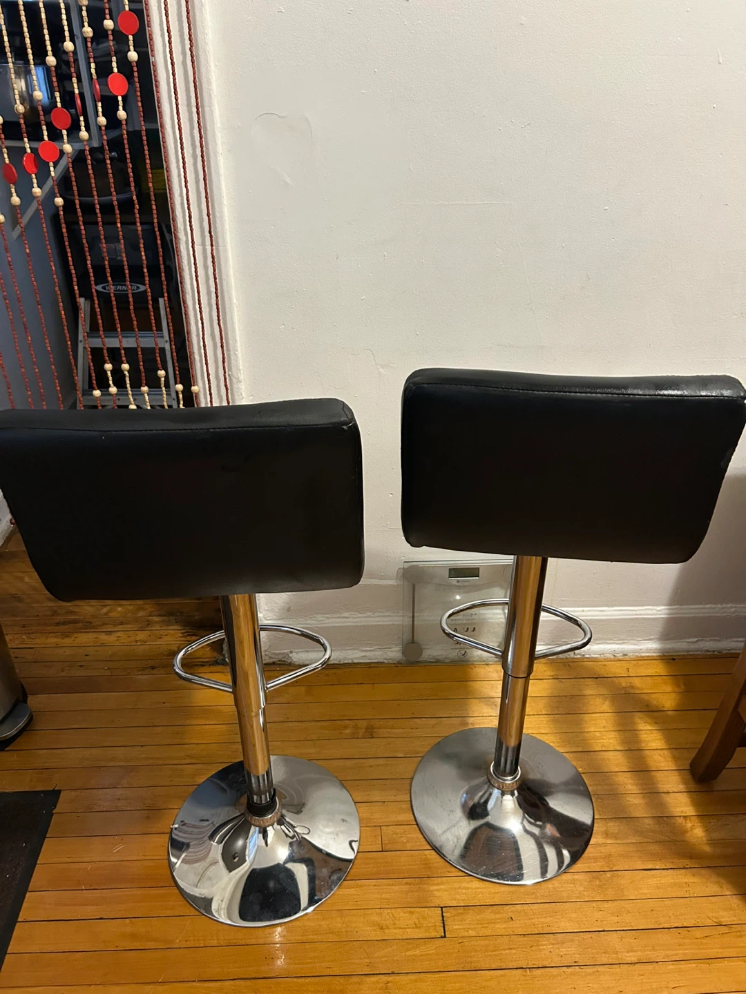 Pair of Black Faux Leather Adjustable Bar Stools - photo 3