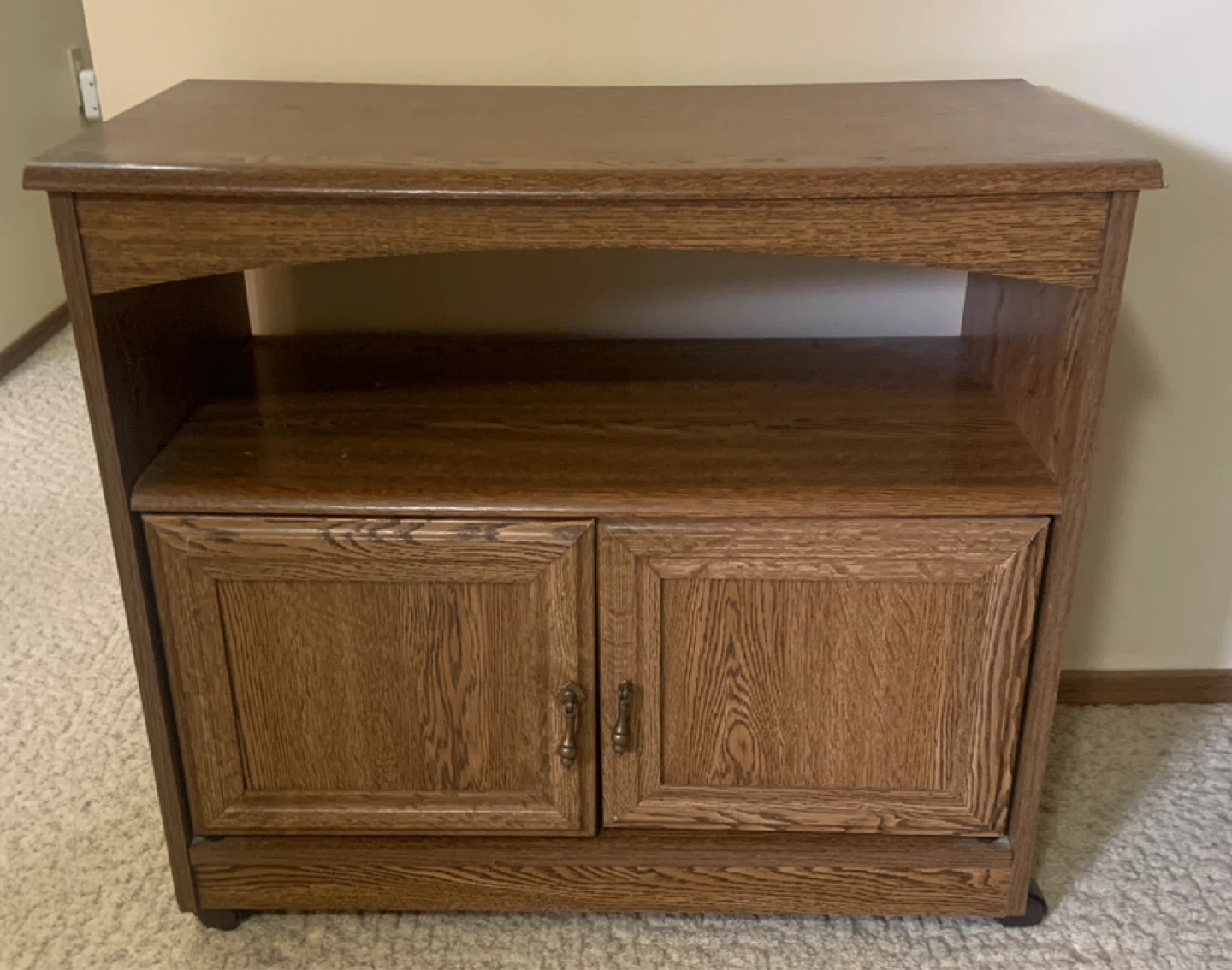 Wooden Media Stand with Cabinet