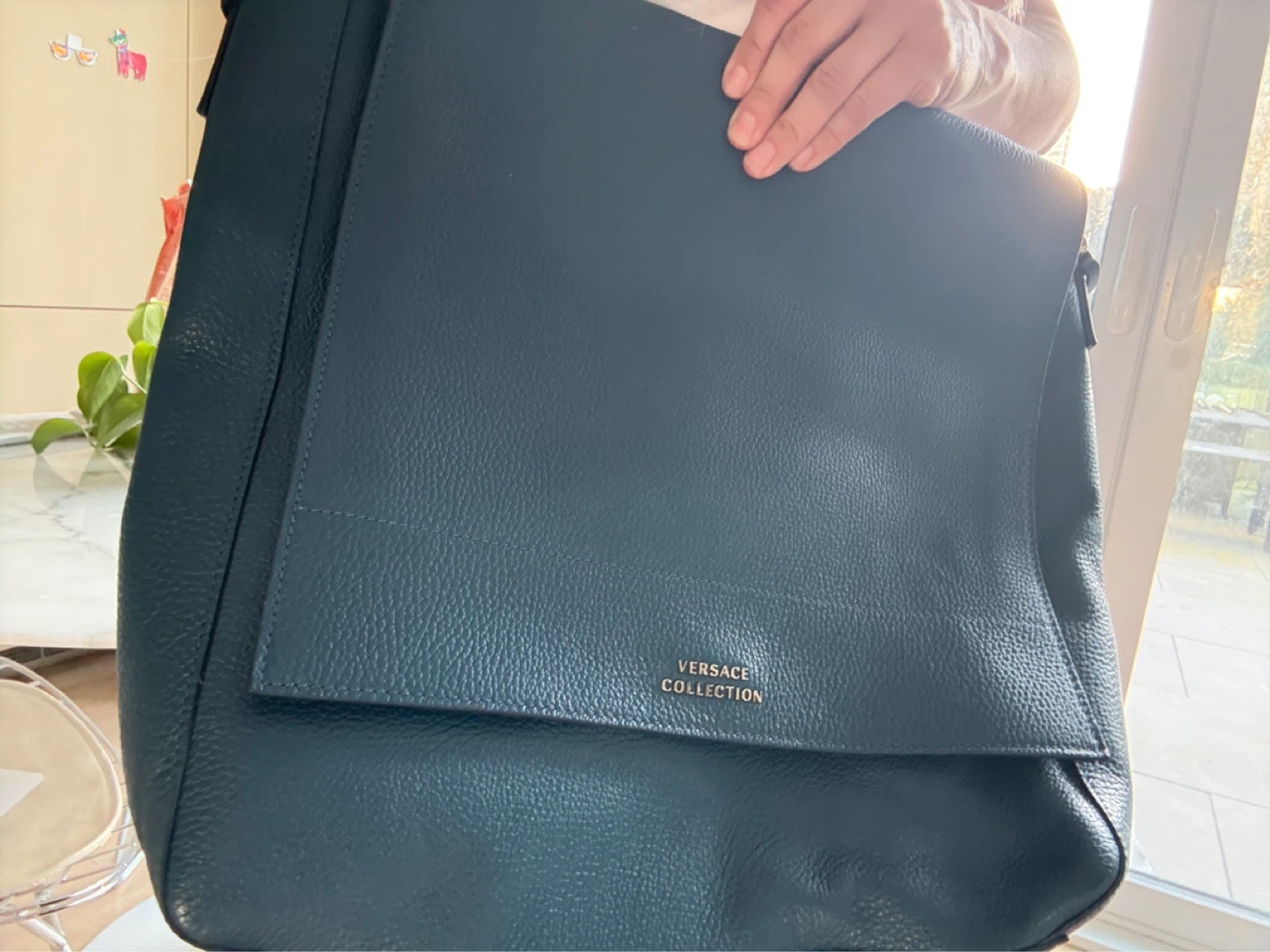 NWT Versace Collection Teal Leather Shoulder Bag $300 - photo 4