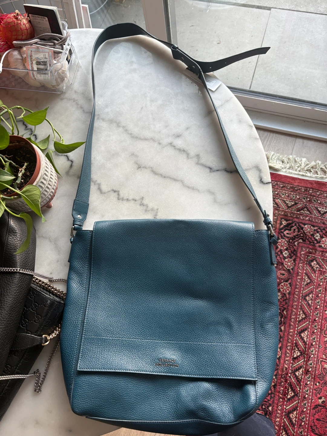 NWT Versace Collection Teal Leather Shoulder Bag $300