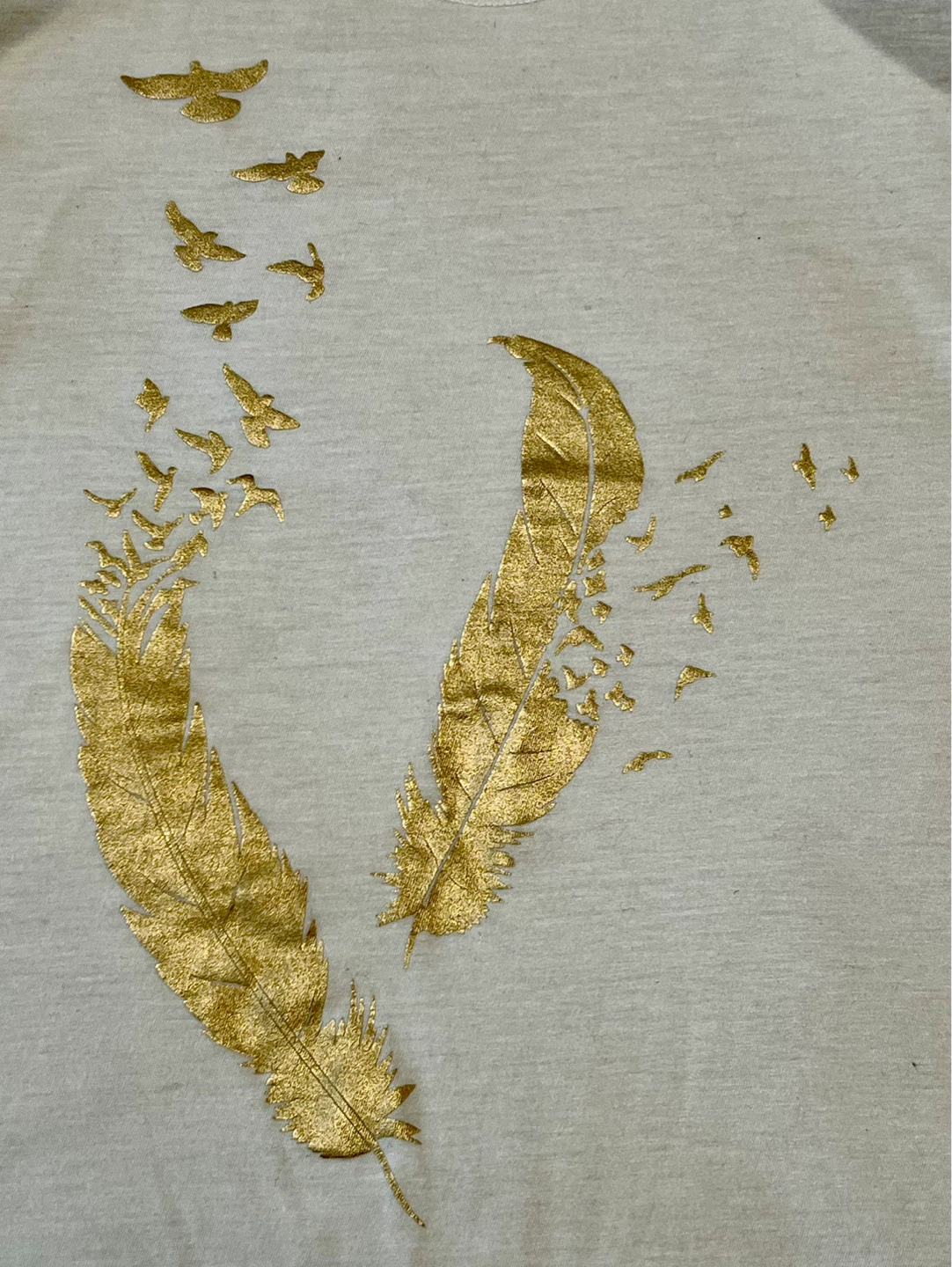 TIBETAN ARTS Tank Top White Gold Feather Print - photo 2