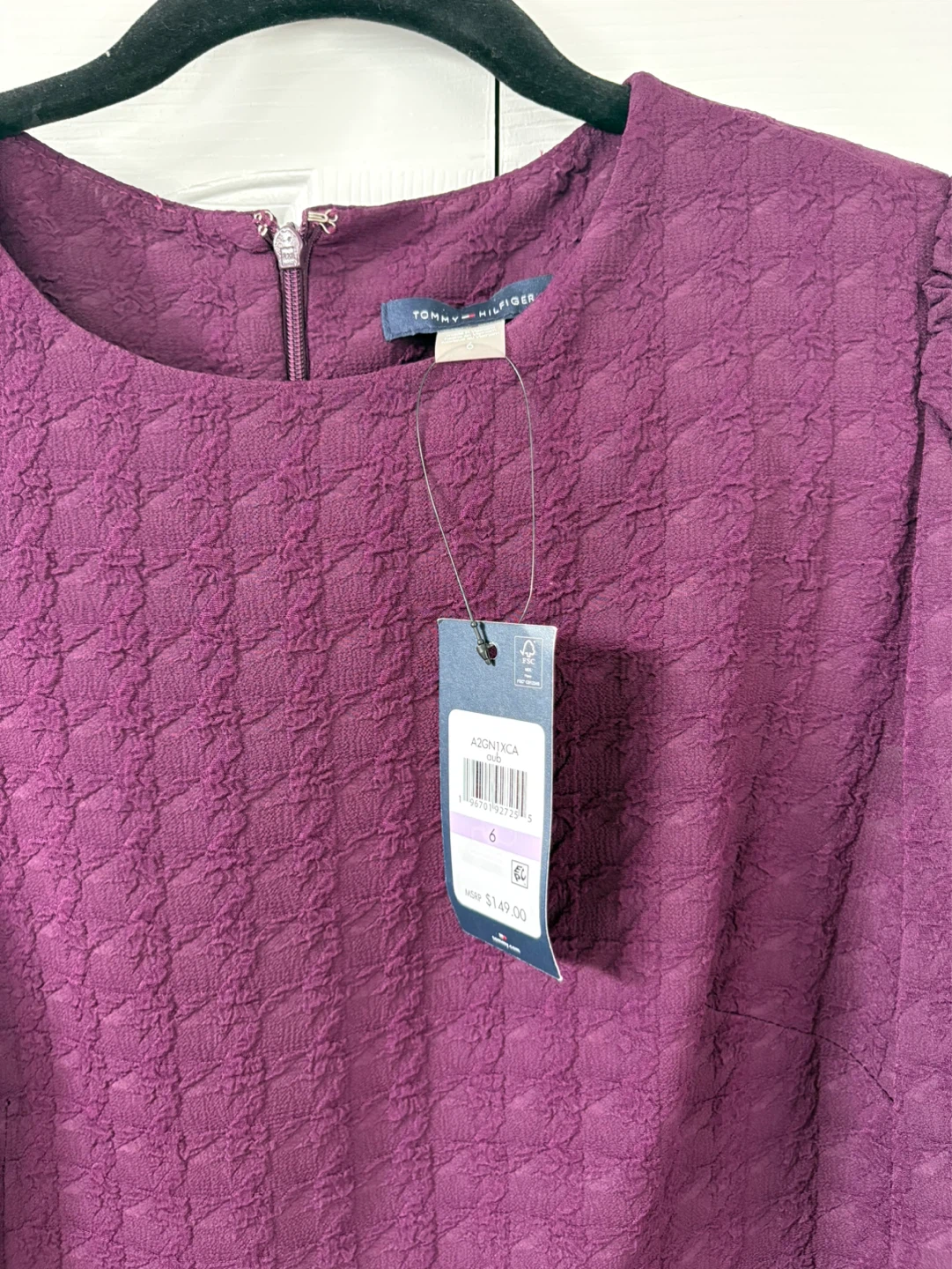 Tommy Hilfiger Plum Textured Fit & Flare Dress Size 6 - photo 2