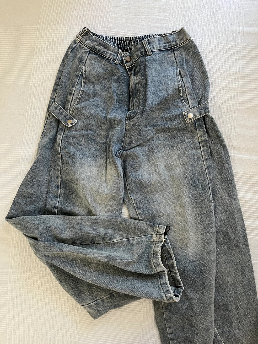 Wide Wash String Denim Pants
