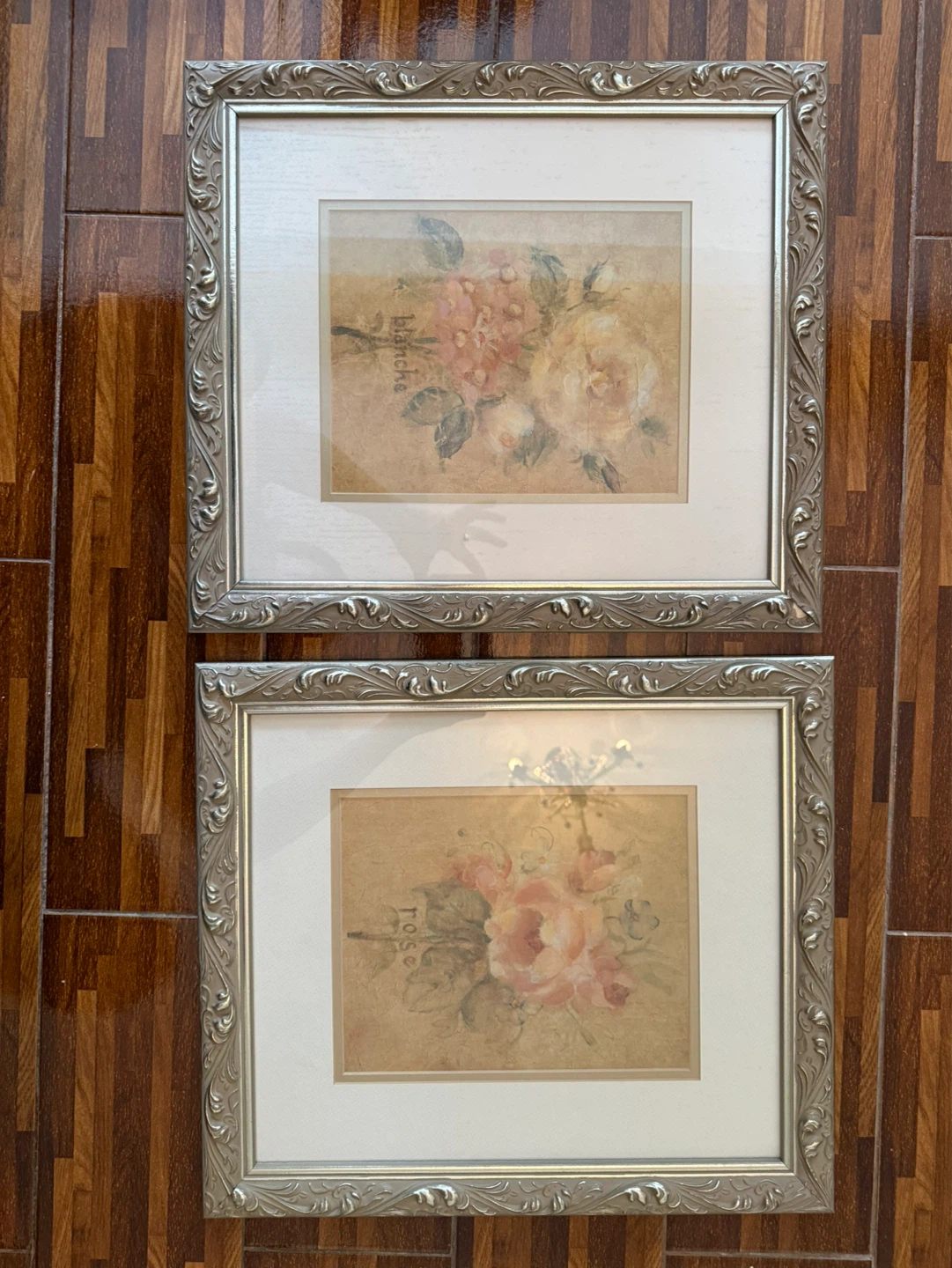 Set of 2 Vintage Floral Framed Prints