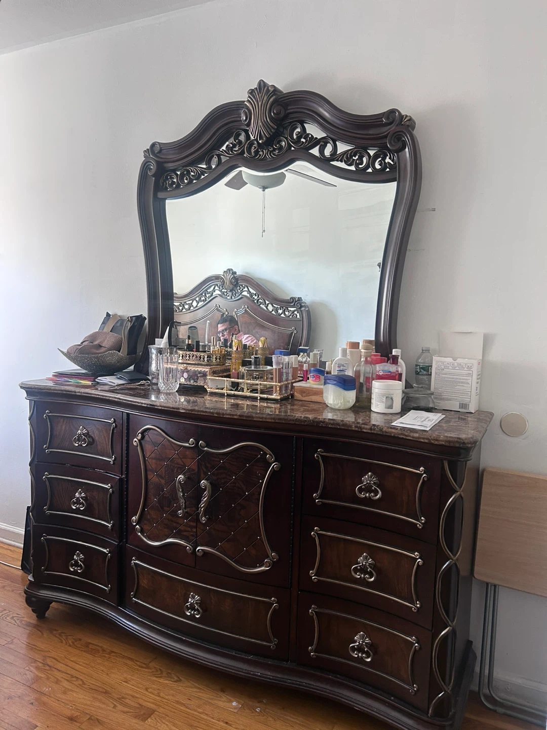Vintage Bedroom Set - Cherry Wood with Marble Tops - photo 3