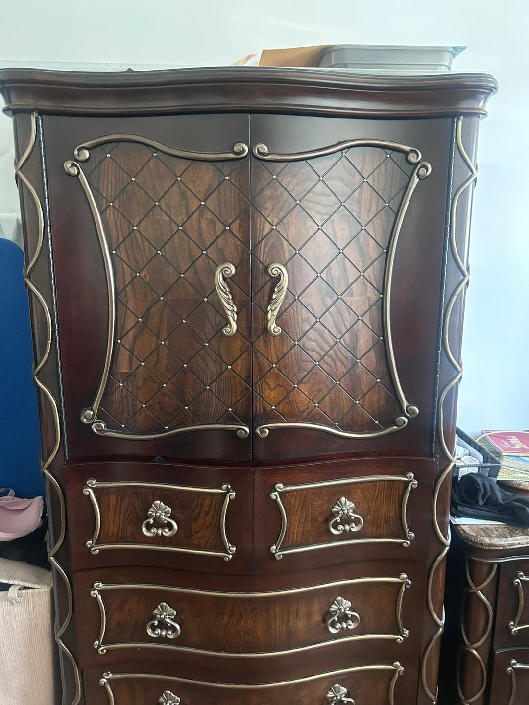 Vintage Bedroom Set - Cherry Wood with Marble Tops - photo 2