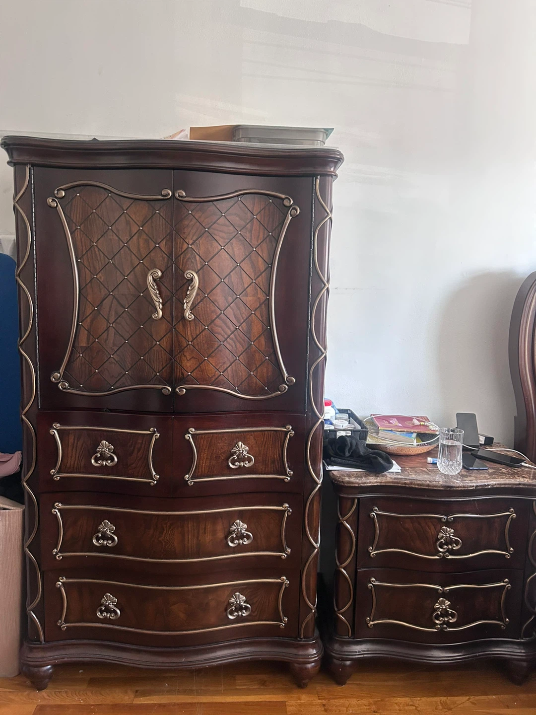 Vintage Bedroom Set - Cherry Wood with Marble Tops - photo 4