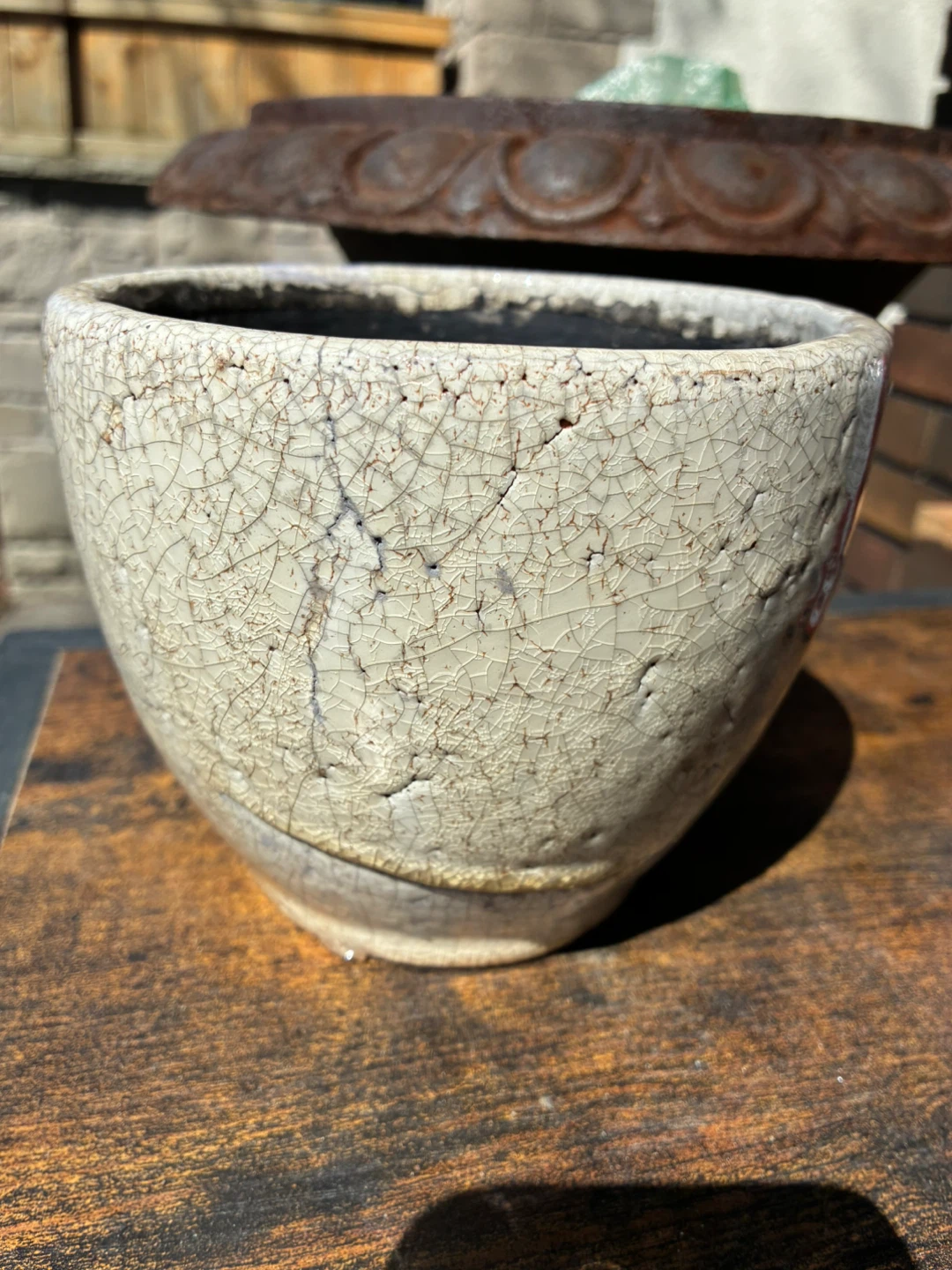 Raku pot container art planter indoor outdoor succulent
