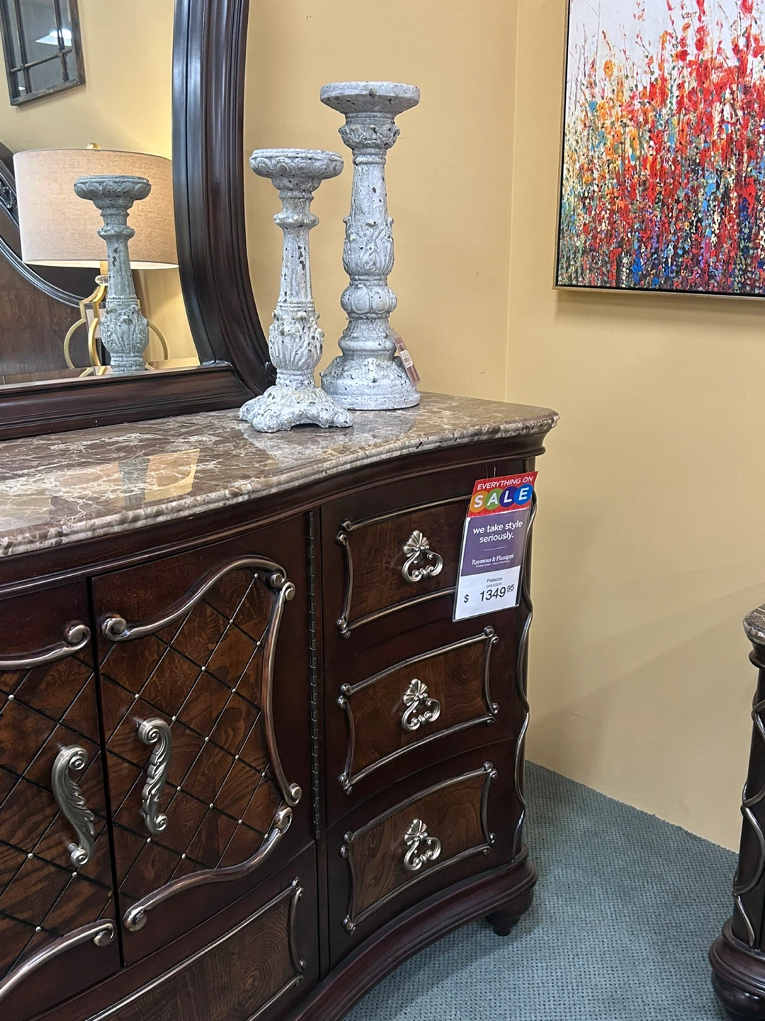 Vintage Bedroom Set - Cherry Wood with Marble Tops - photo 5