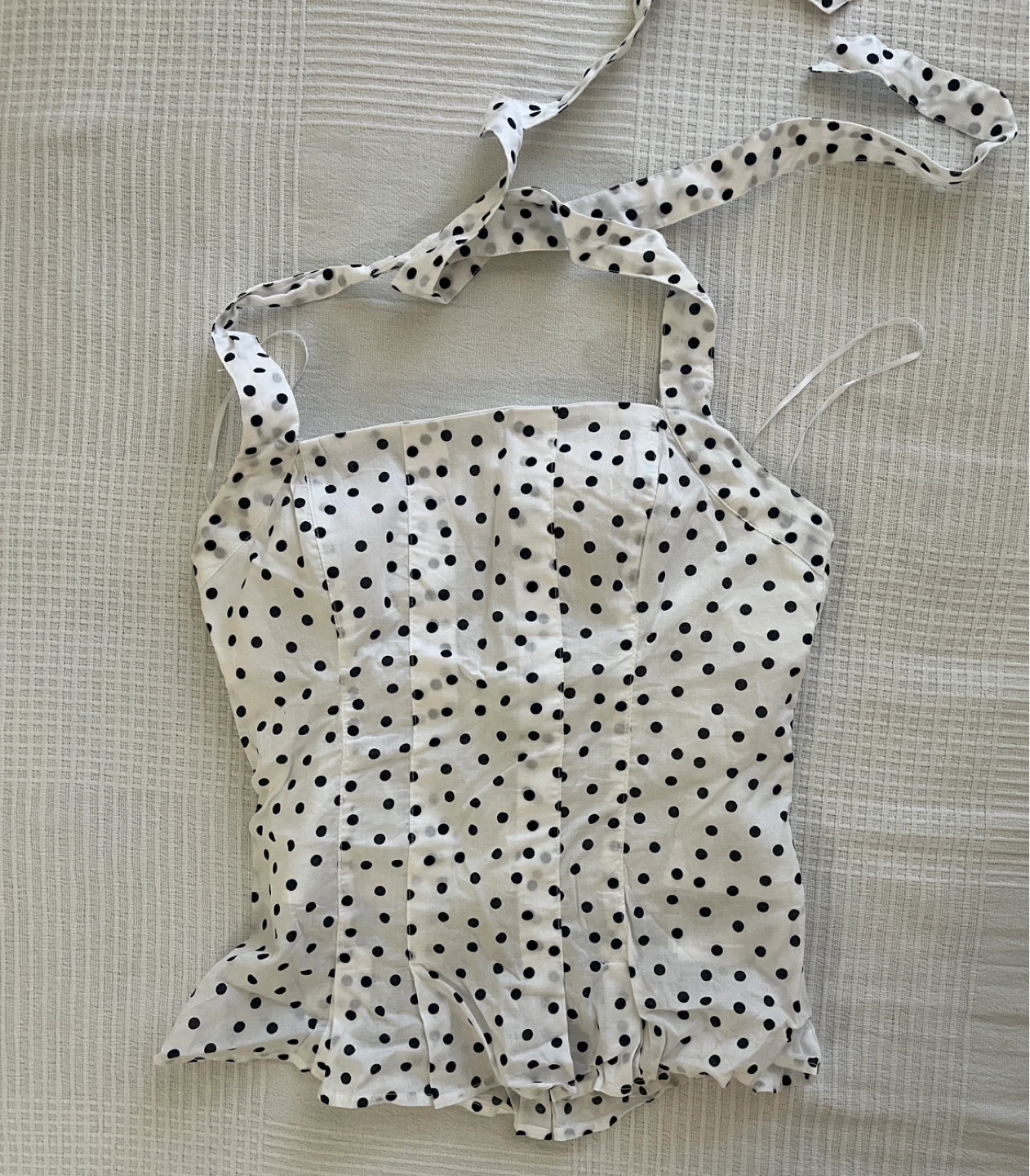Hollister White and Black Polka Dot Top