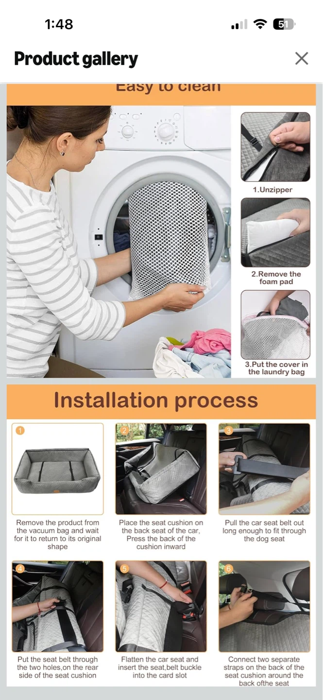 Eleva Grey Quilted Large Dog Car Seat Booster - photo 4