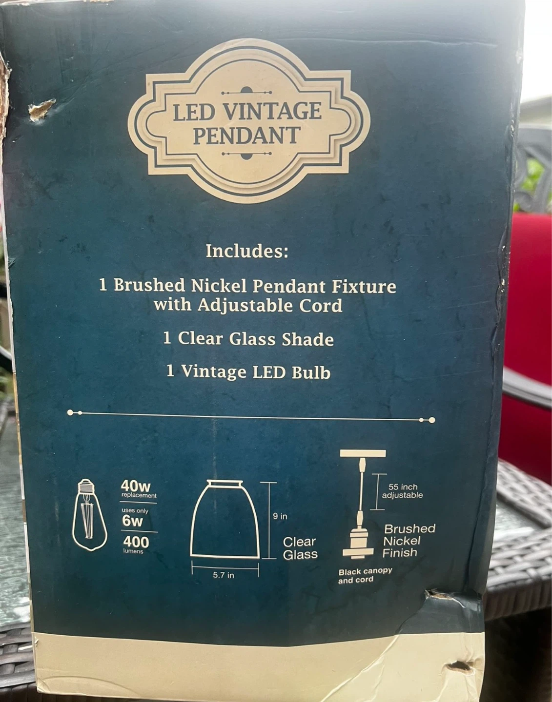 Feit Electric LED Pendant Light Fixture with Clear Glass Shade - photo 2