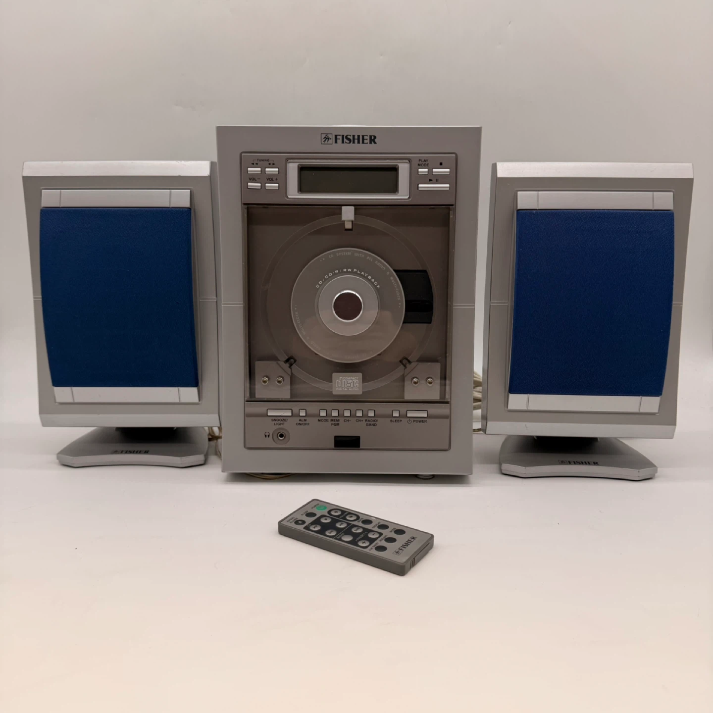 Fisher Vertical CD Stereo System SLIM-1400BL Speakers Remote