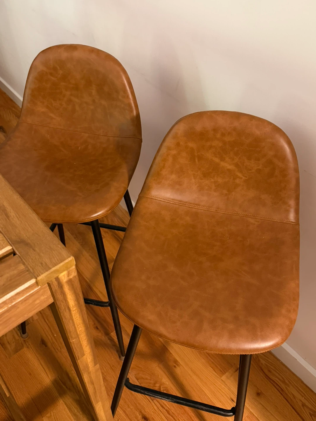 Set of 2 Brown Faux Leather Bar Stools - photo 4