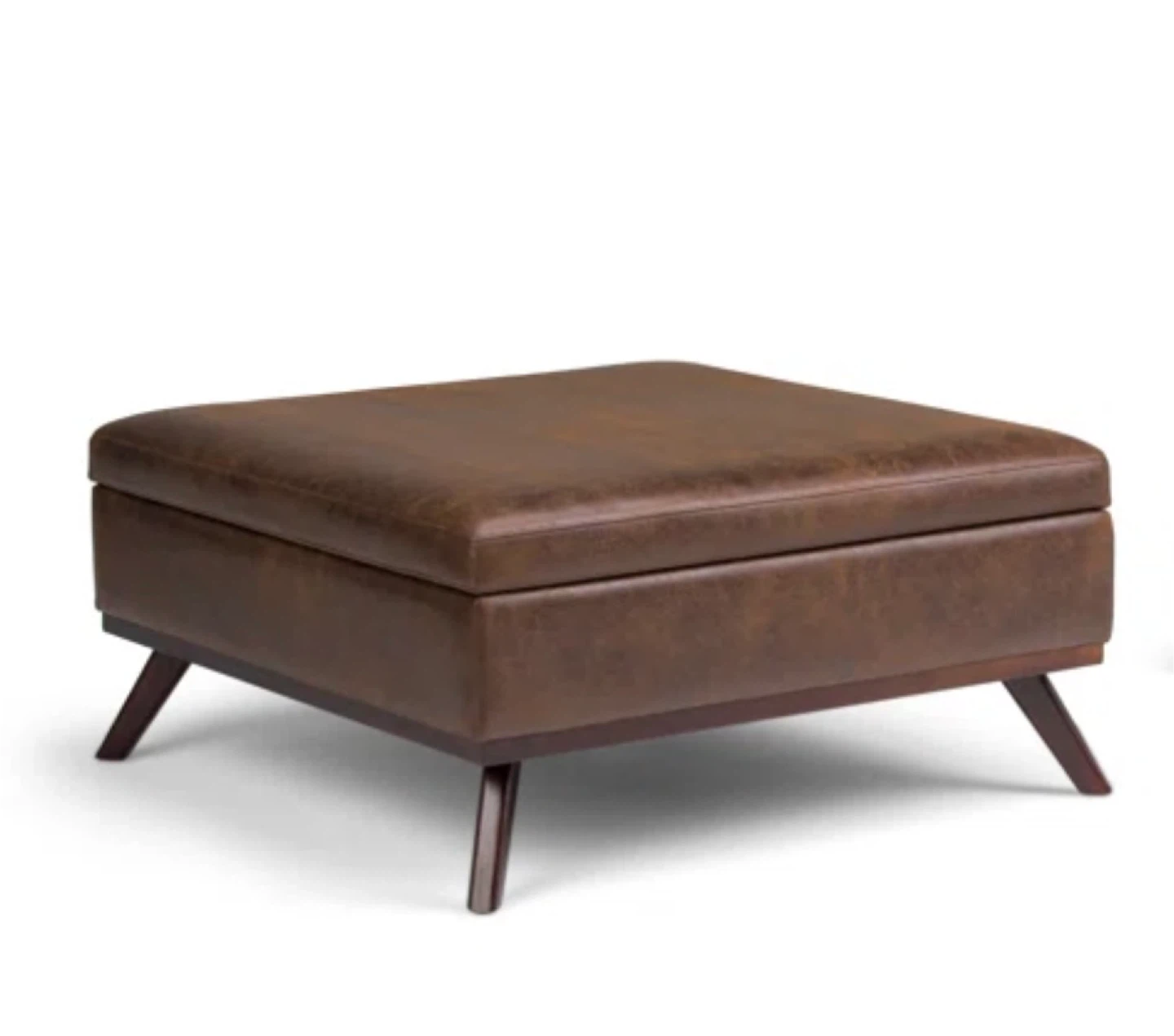 Brown Leather Storage Ottoman