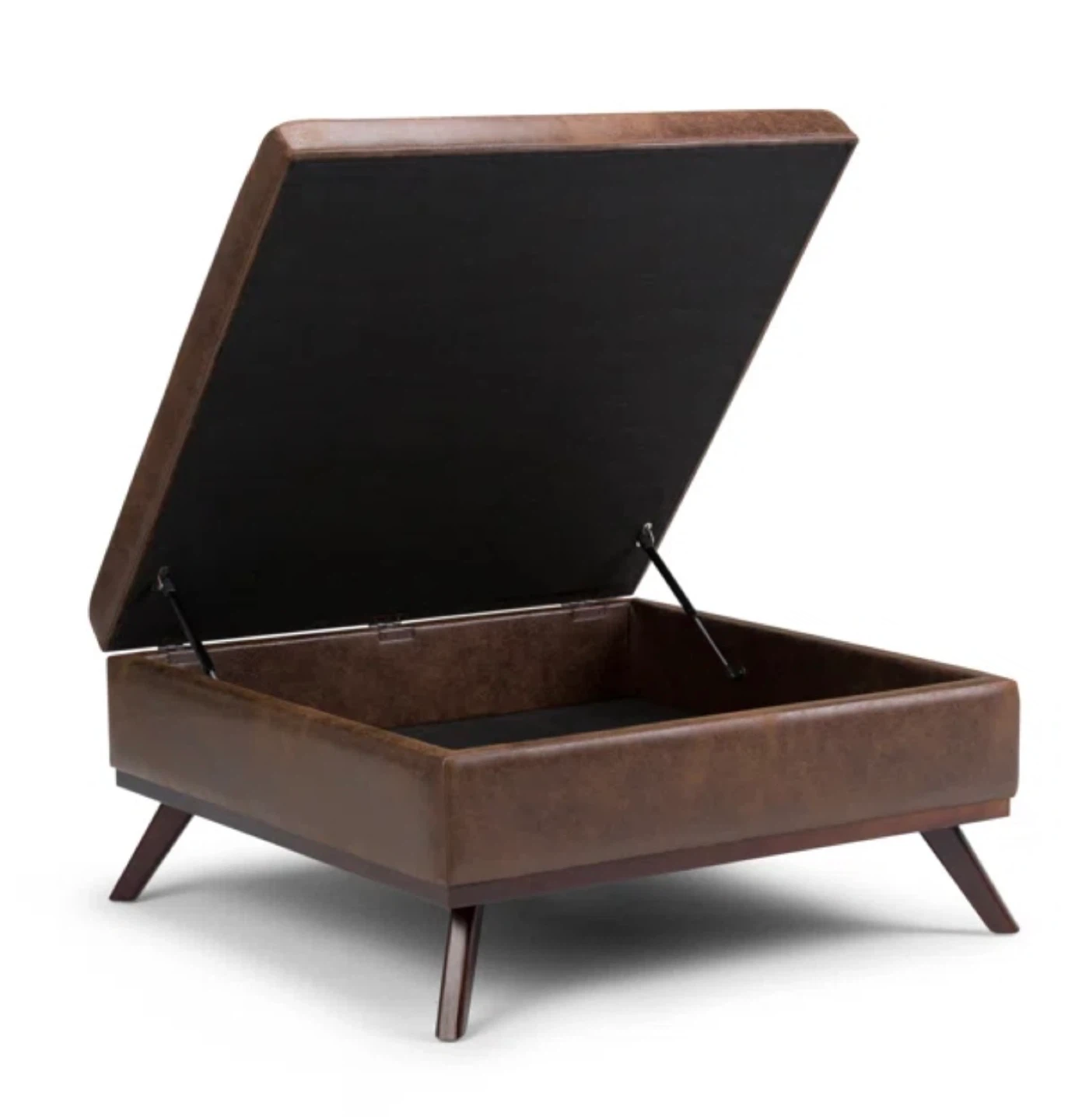 Brown Leather Storage Ottoman - photo 2