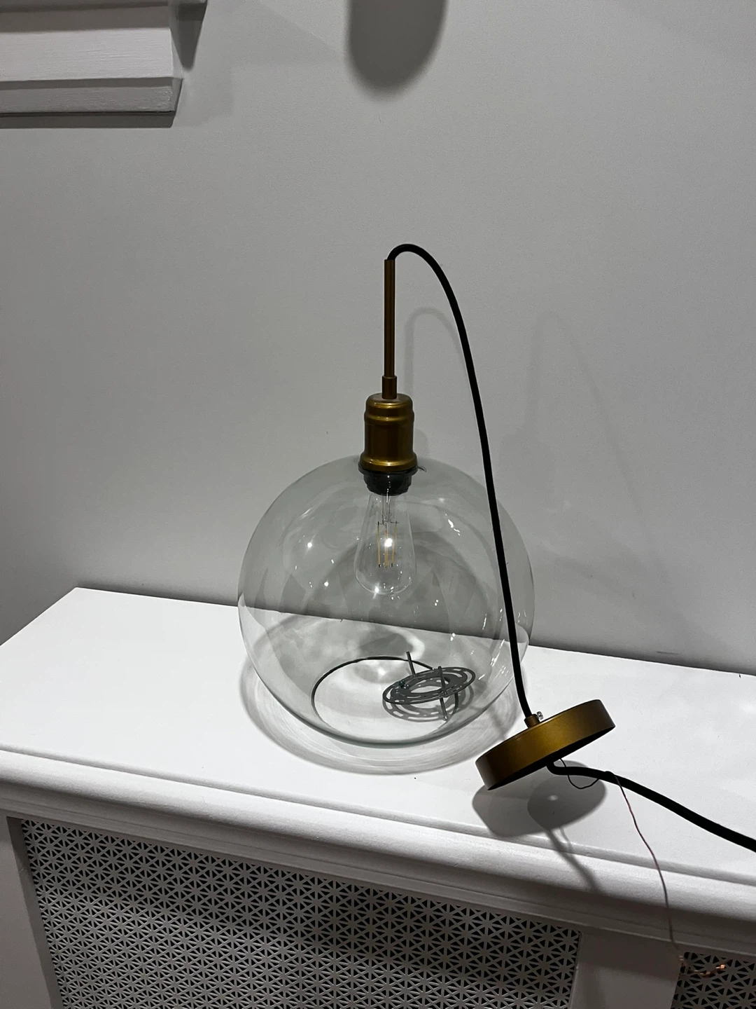 Clear Glass Pendant Light with Brass Fixture