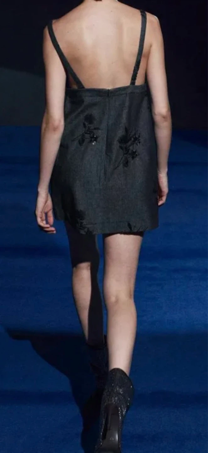 Zara Denim mini dress with sequin floral details - photo 2