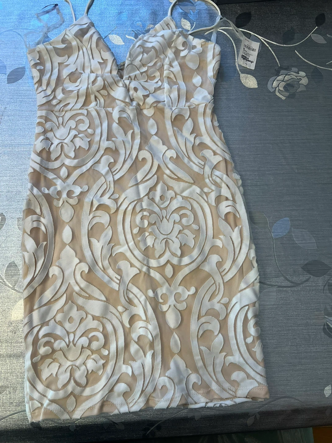 Charlotte Russe White Brocade Mini Dress