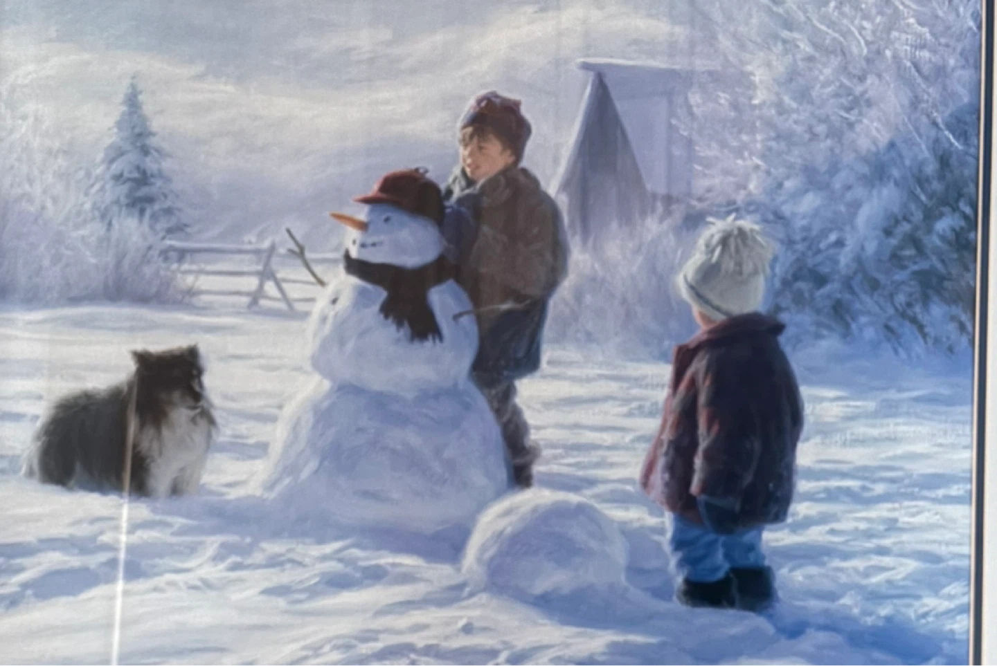 Framed Art Print - Children Building Snowman, '93 - photo 3