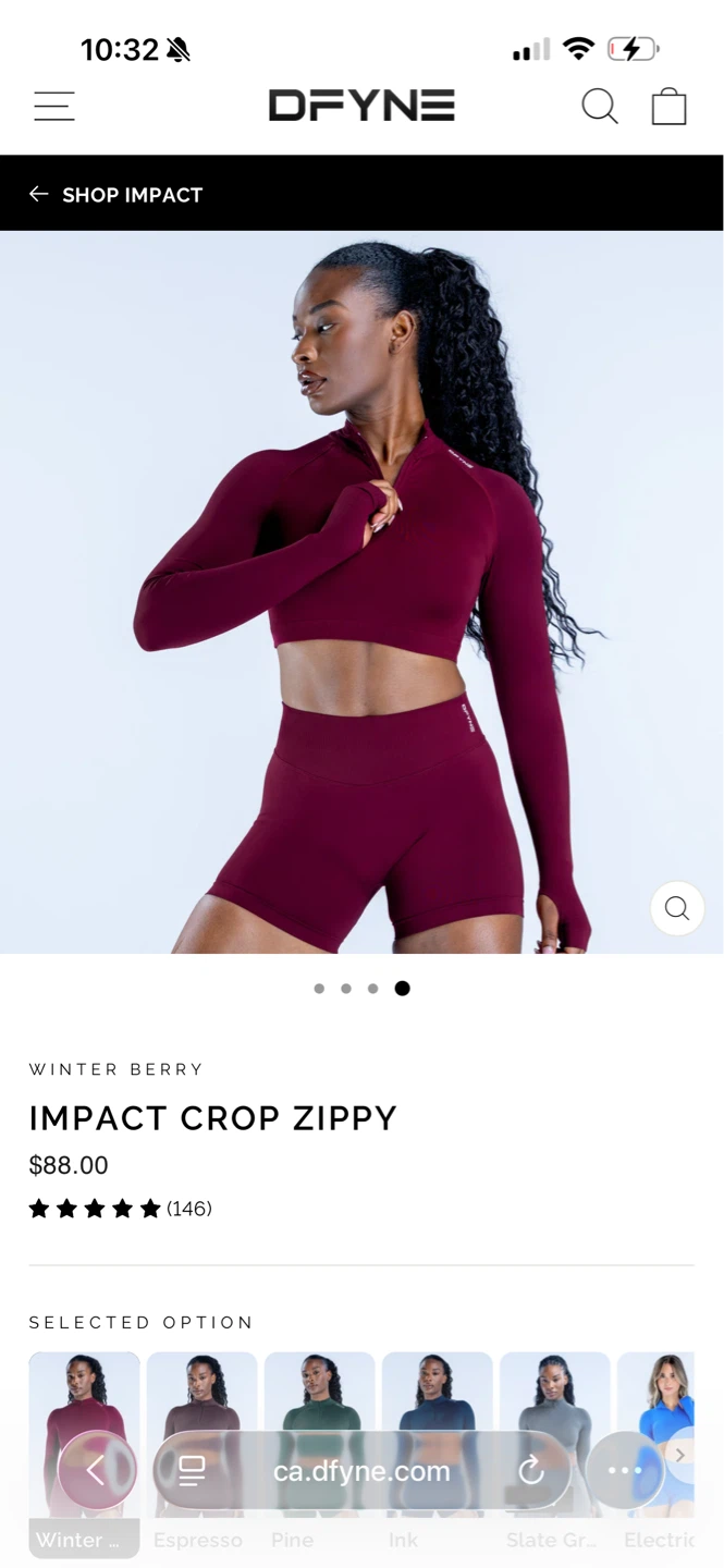 DFYNE Winter Berry Impact Crop Zippy & Leggings Set