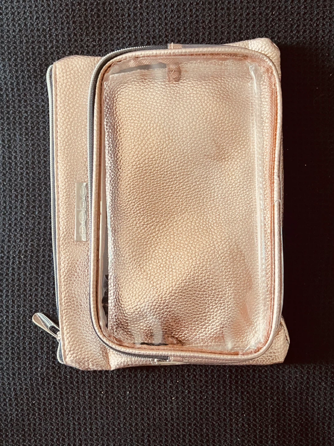 Bebe Rose Gold Makeup Bag with Clear Pouch