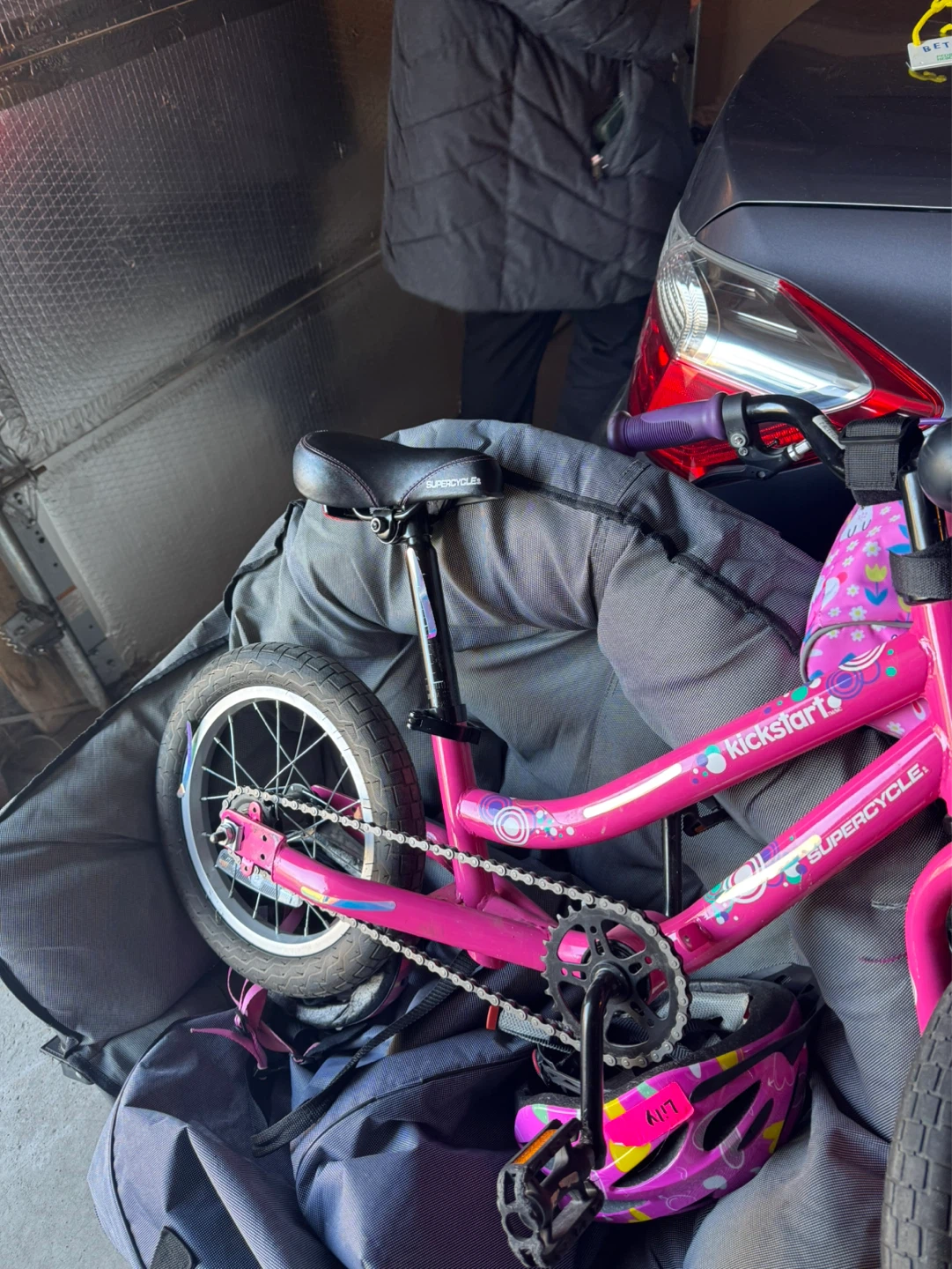 Supercycle Kickstart Pink Kids Bike with Training Wheels 14”