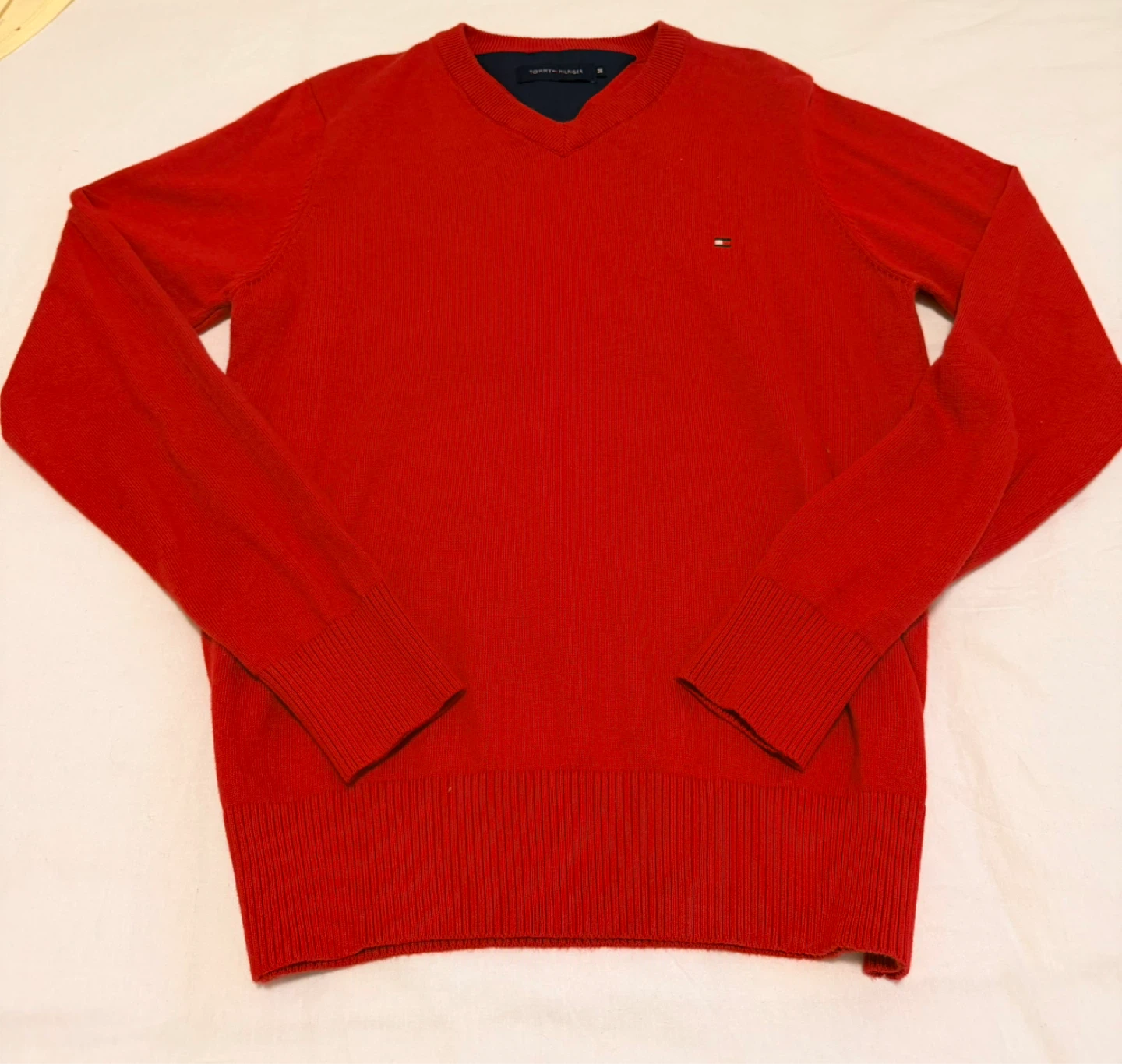 Tommy Hilfiger Red V-Neck Sweater