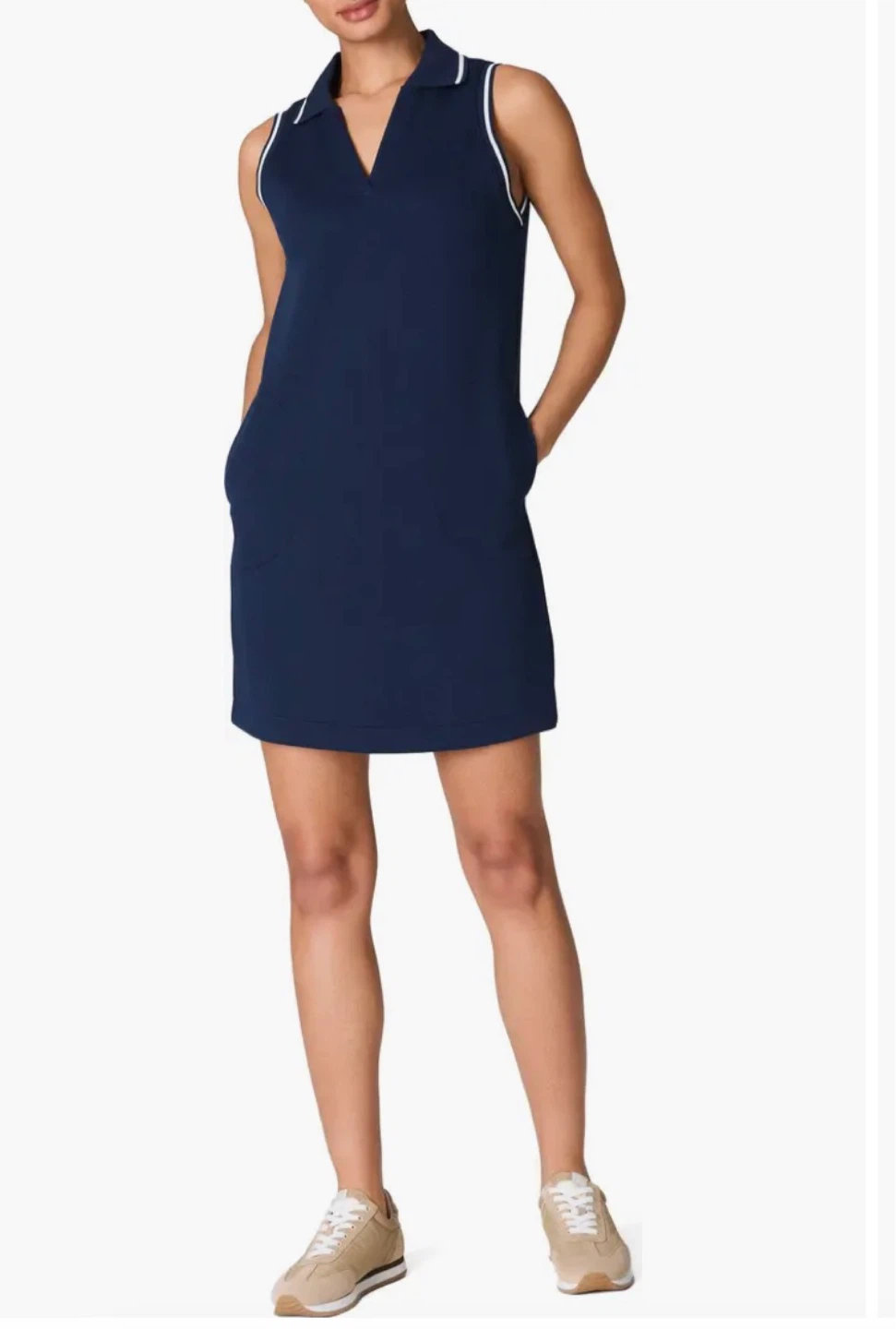 SPANKX Navy Sleeveless Polo Dress with White Trim