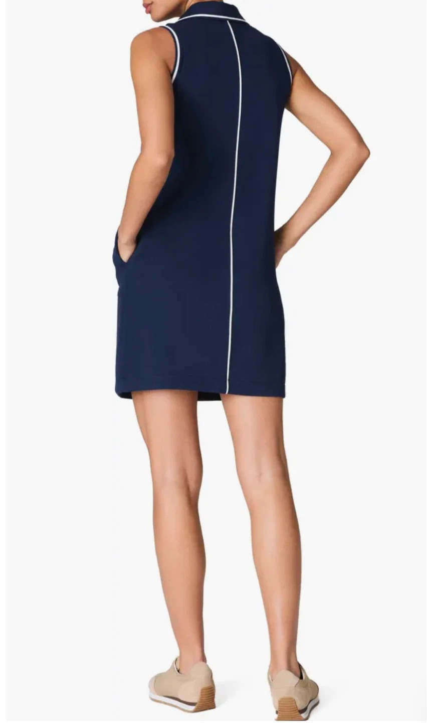 SPANKX Navy Sleeveless Polo Dress with White Trim - photo 2