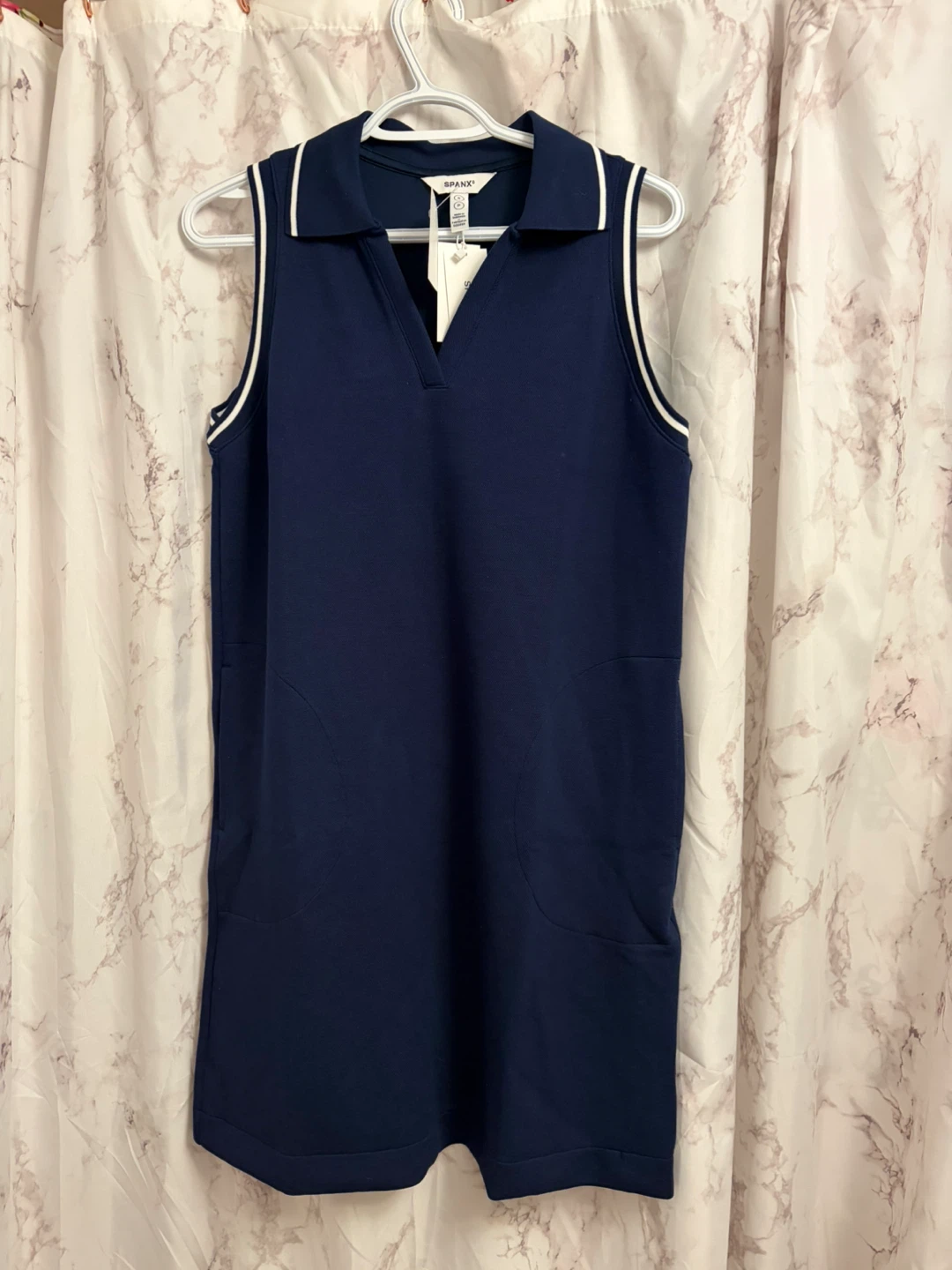 SPANKX Navy Sleeveless Polo Dress with White Trim - photo 4