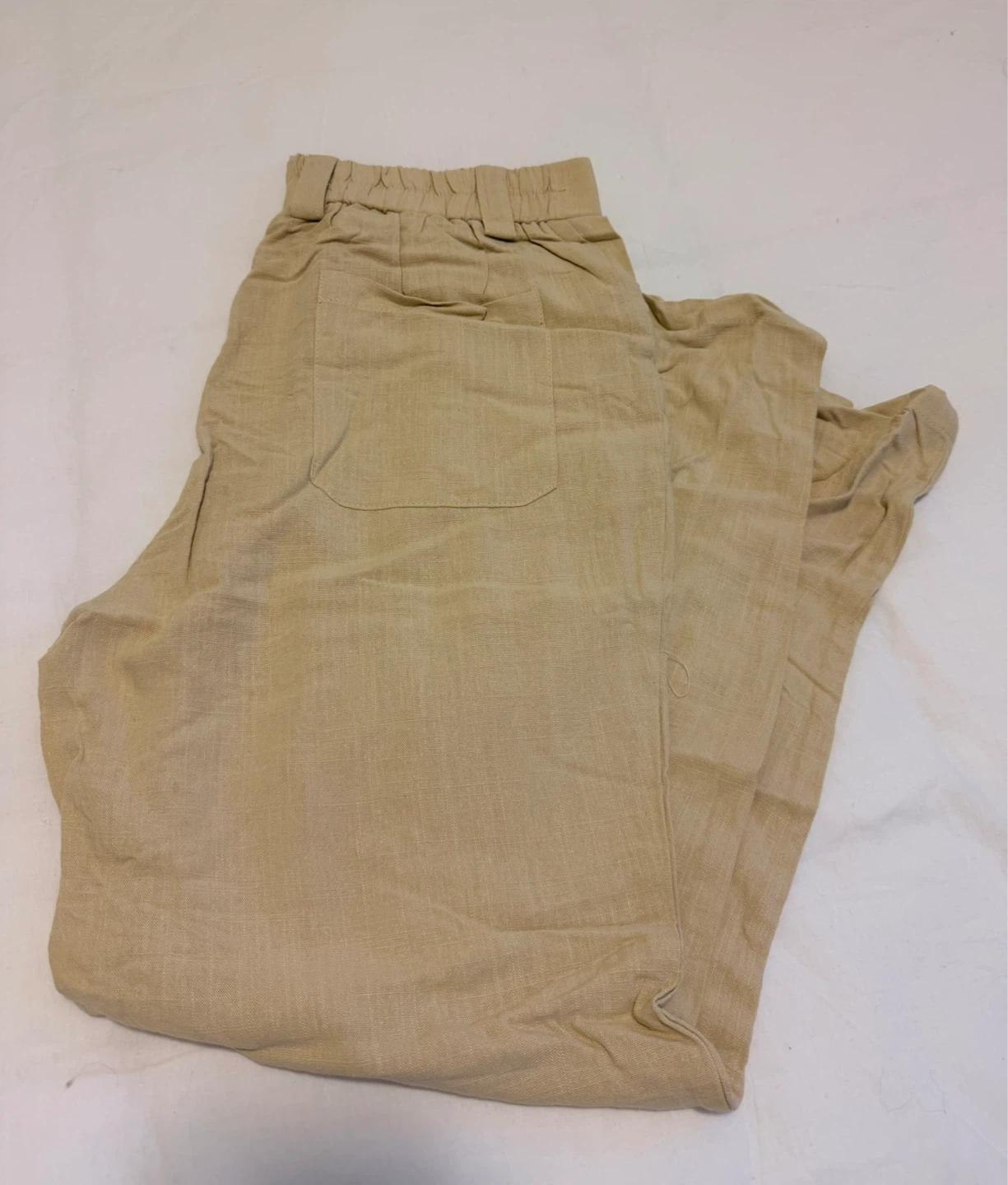 Tan Linen Blend Pants