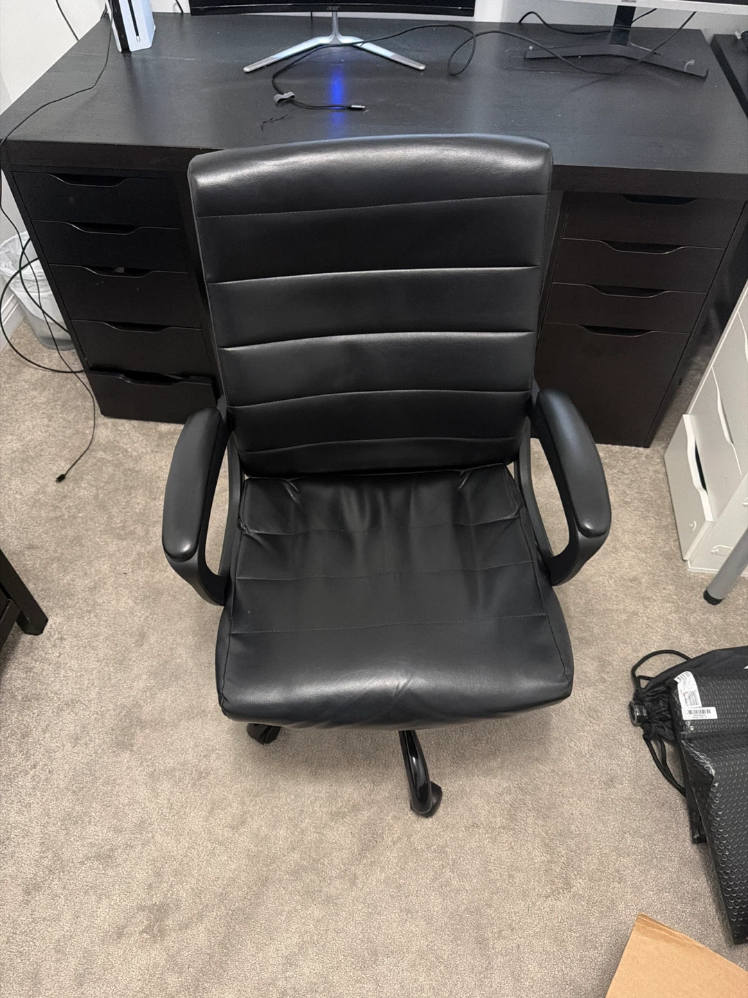 Black Faux Leather Office Chair