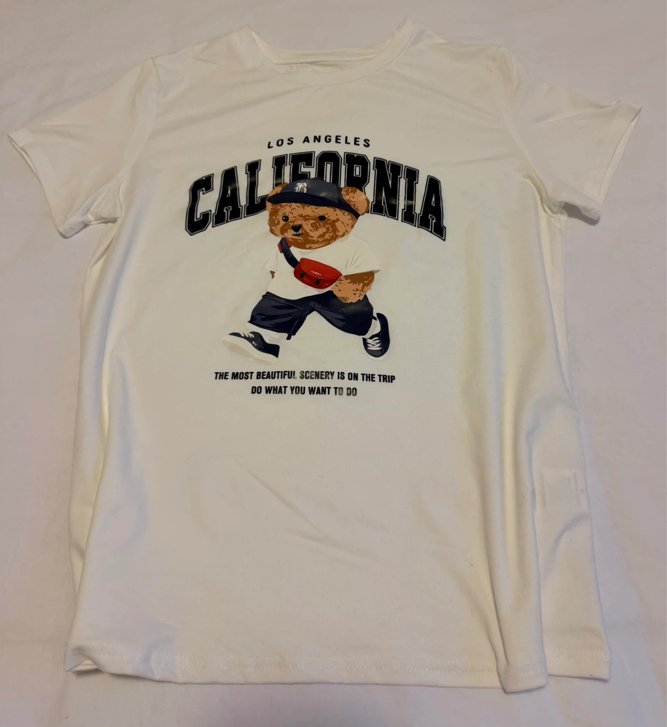 White T-Shirt with California Bear Graphic