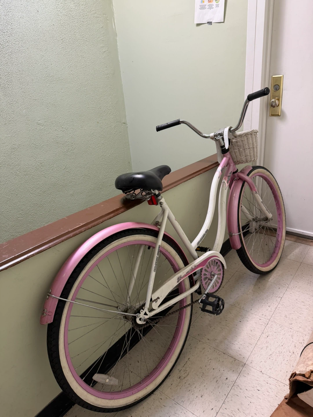 Huffy Pink and White Cruiser Bicycle with Basket - photo 4