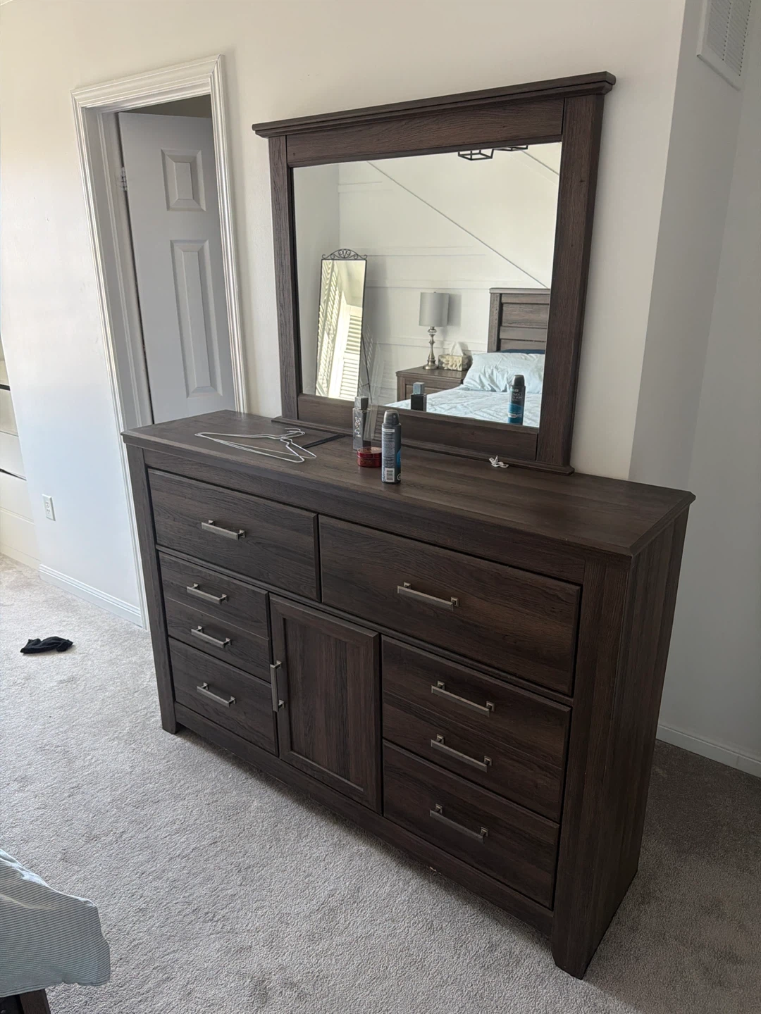 Dark Wood Dresser with Mirror