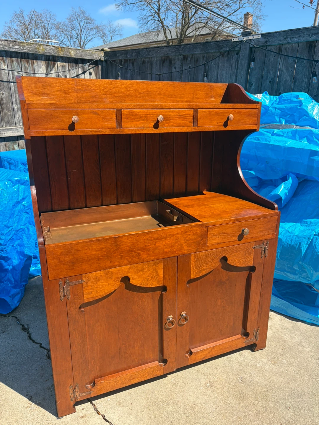 Antique Wooden Kitchen Hutch