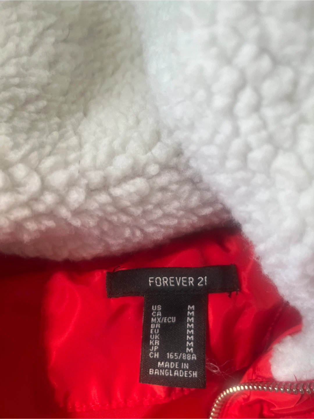 Forever 21 Red Puffer Vest with Sherpa Lining - Size M - photo 3