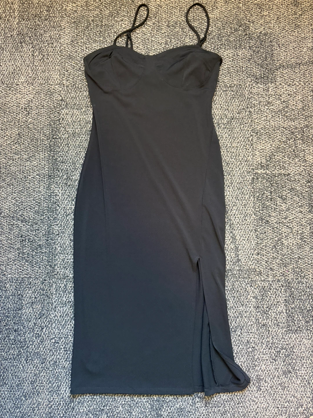 Black Slip Dress with Side Slit - photo 2