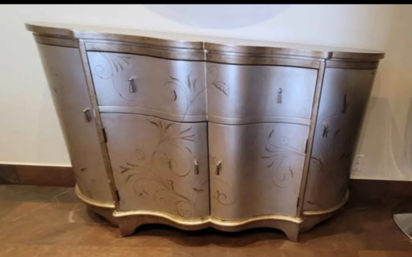Vintage Accent Cabinet with Decorative Scrollwork
