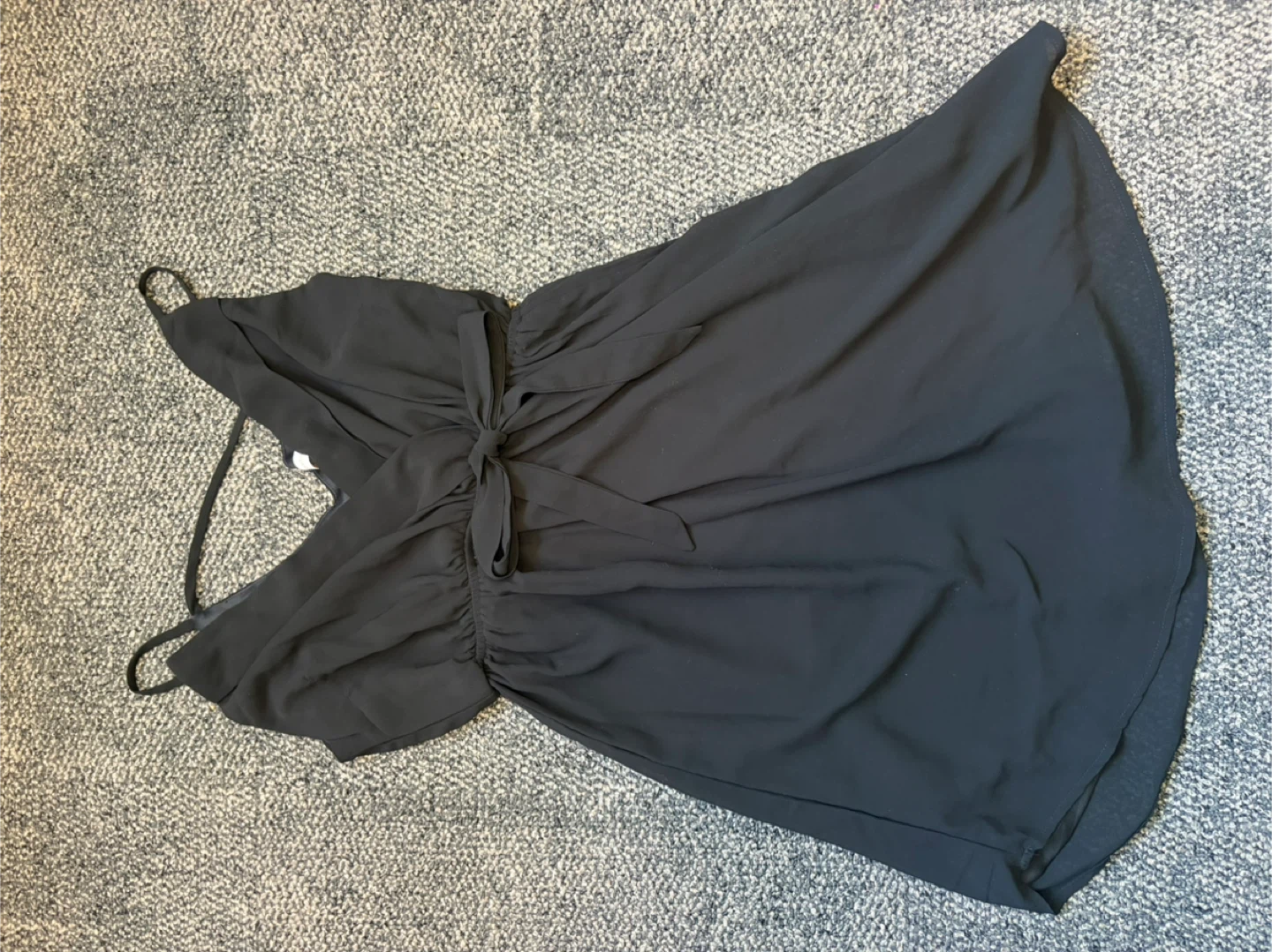 Black Flowy Dress with Tie Front