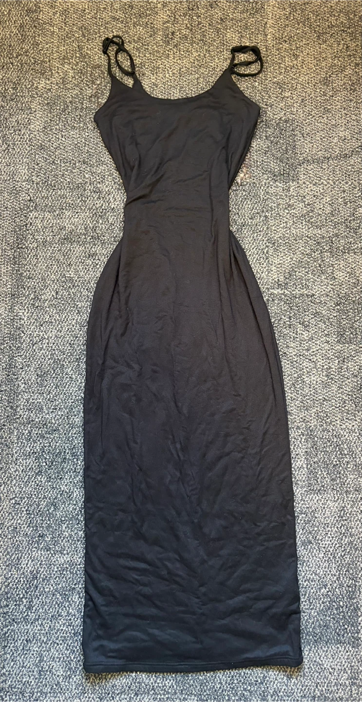 Black Spaghetti Strap Midi Dress