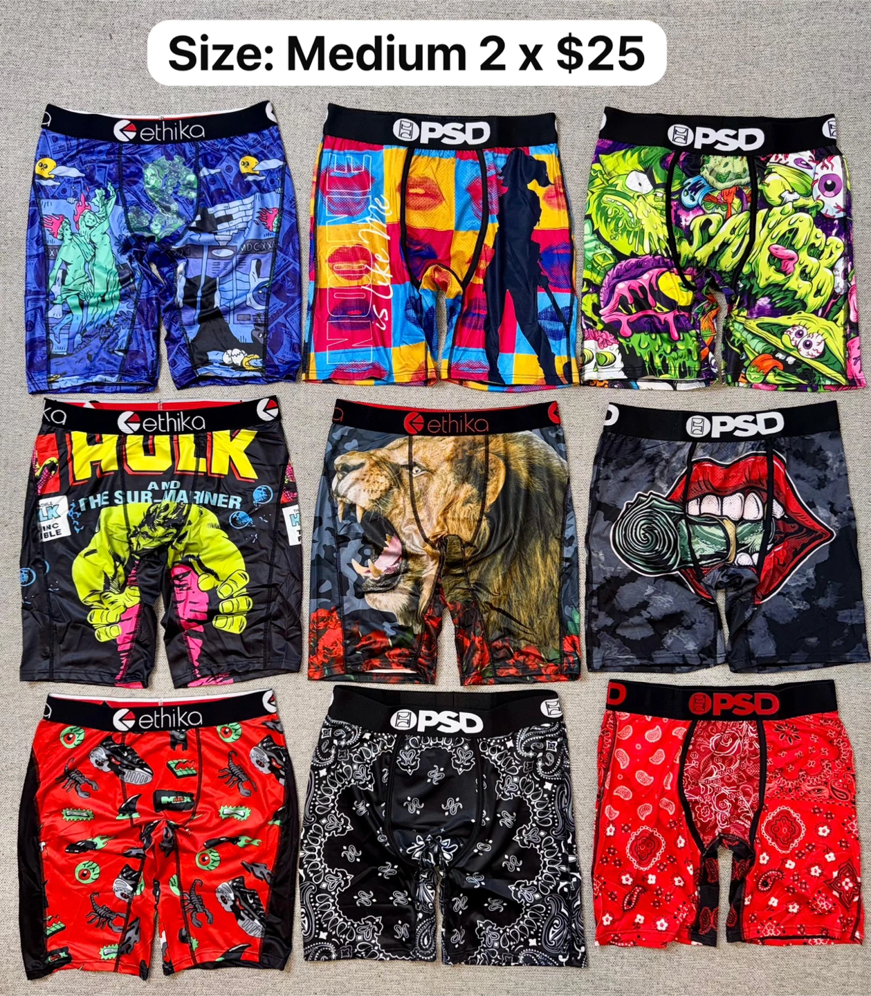 Ethika & PSD Boxer Briefs - Multiple Sizes & Designs - photo 4