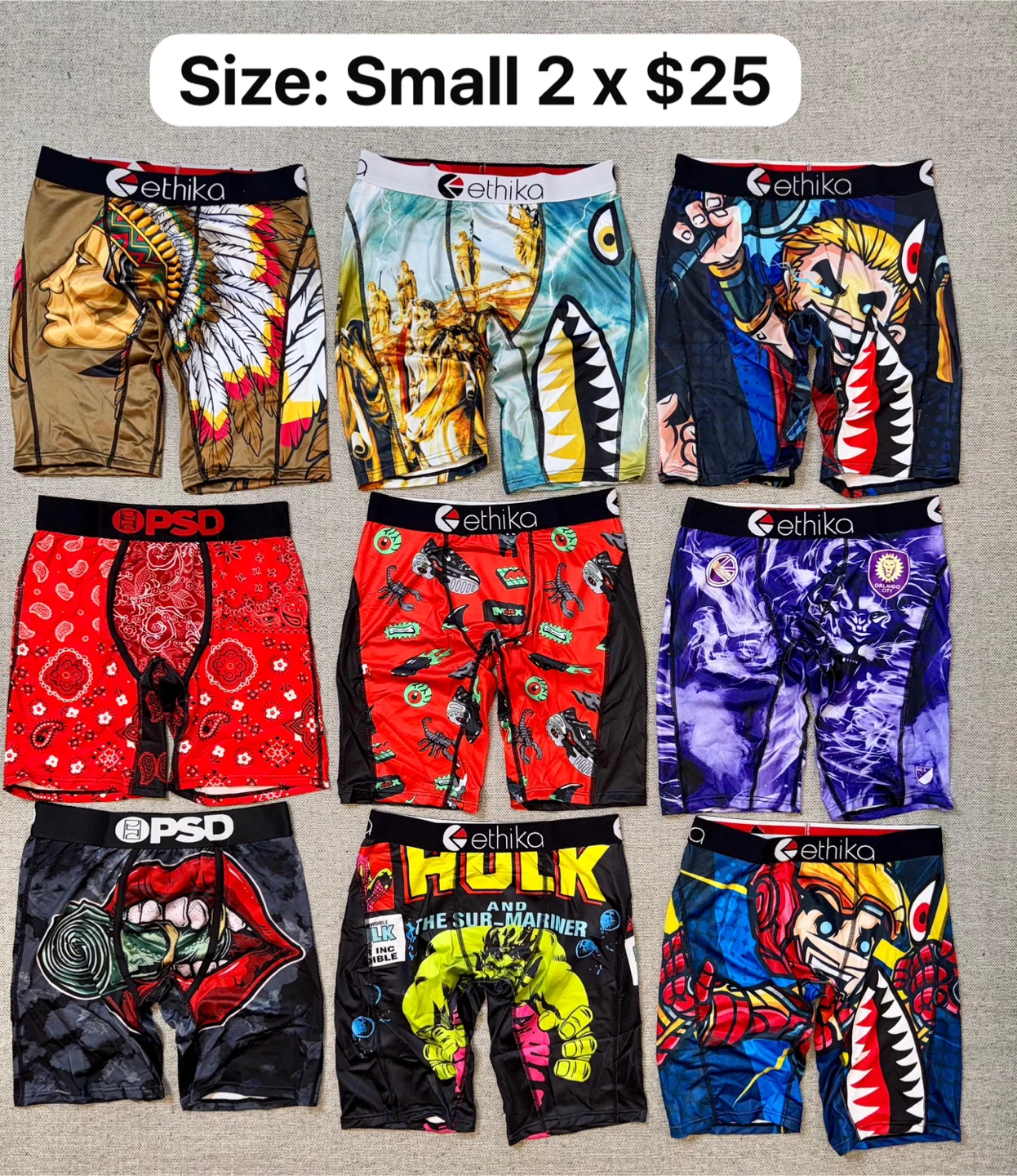 Ethika & PSD Boxer Briefs - Multiple Sizes & Designs