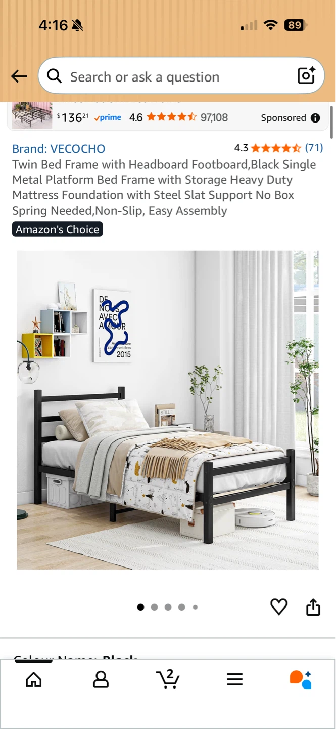 Black Metal Twin Bed Frame